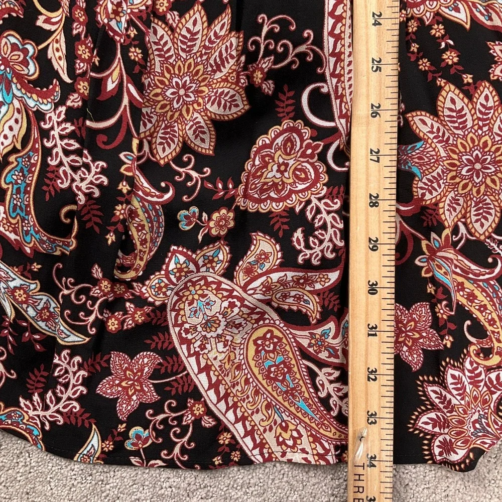 Anthropologie Dress Womens Small Black Red Paisley Mock Ruffle Peasant Prairie‎